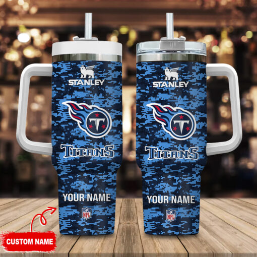 tennessee titans nfl camouflage custom stanley quencher 40oz stainless steel tumbler with handle ftgyr