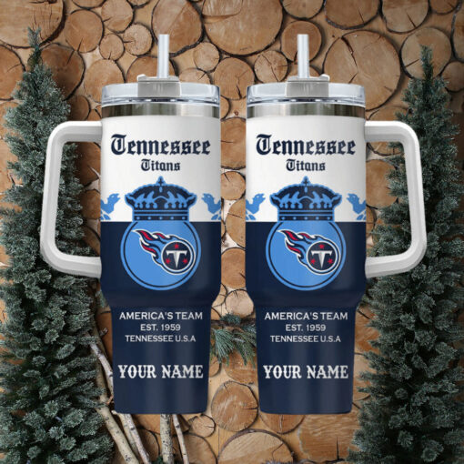 tennessee titans nfl custom stanley quencher 40oz stainless steel tumbler with handle