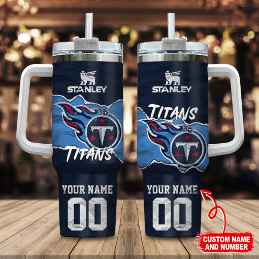 tennessee titans nfl custom stanley quencher 40oz stainless steel tumbler with handle am63r