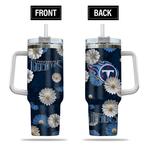 tennessee titans nfl flowers custom stanley quencher 40oz stainless steel tumbler with handle