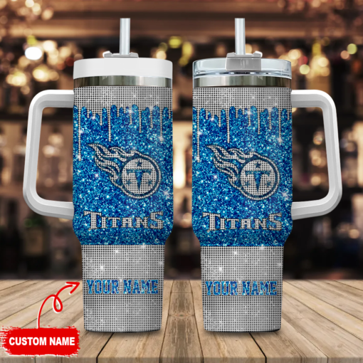 tennessee titans nfl glitter and diamonds bling custom stanley quencher 40oz stainless steel tumbler with handle ue47c