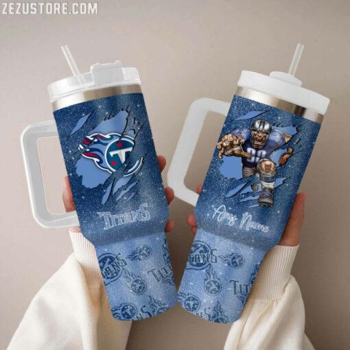 tennessee titans nfl glitter custom stanley quencher 40oz stainless steel tumbler with handle k4vcp