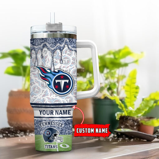 tennessee titans nfl glitter custom stanley quencher 40oz stainless steel tumbler with handle kr95s