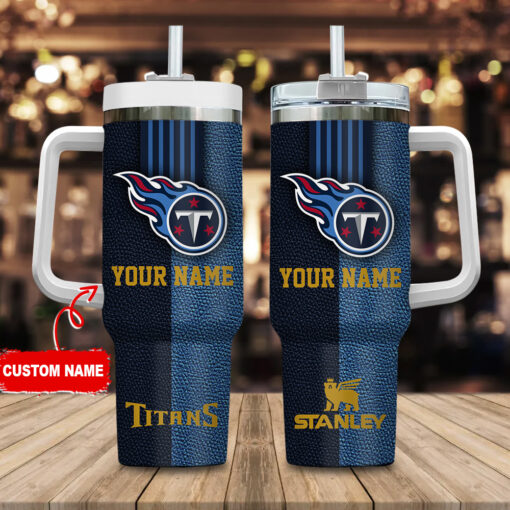 tennessee titans nfl leather effect custom stanley quencher 40oz stainless steel tumbler with handle