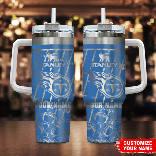 tennessee titans nfl silver custom stanley quencher 40oz stainless steel tumbler with handle