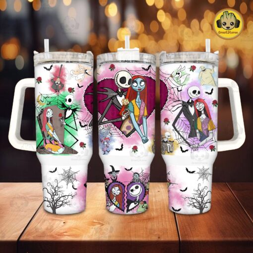 the nightmare before christmas disney cartoon custom stanley quencher 40oz stainless steel tumbler with handle 3fl26