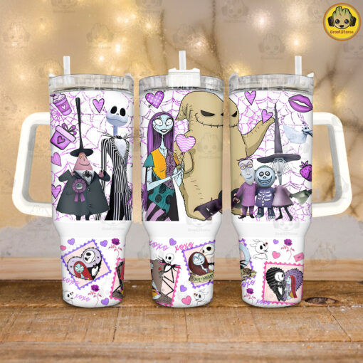 the nightmare before christmas disney cartoon custom stanley quencher 40oz stainless steel tumbler with handle qcqhz