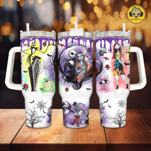 the nightmare before christmas disney cartoon custom stanley quencher 40oz stainless steel tumbler with handle y6kmi