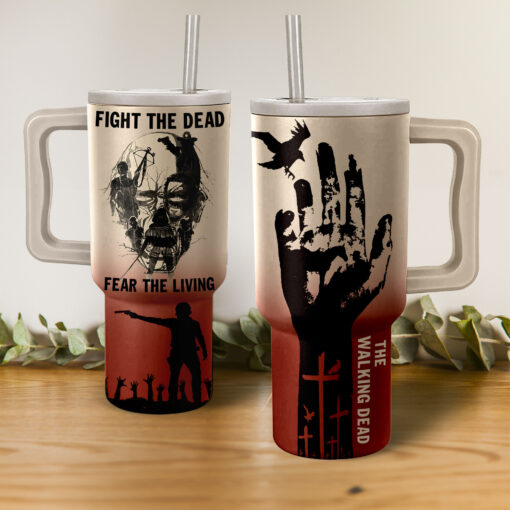 the walking dead tv series custom stanley quencher 40oz stainless steel tumbler with handle