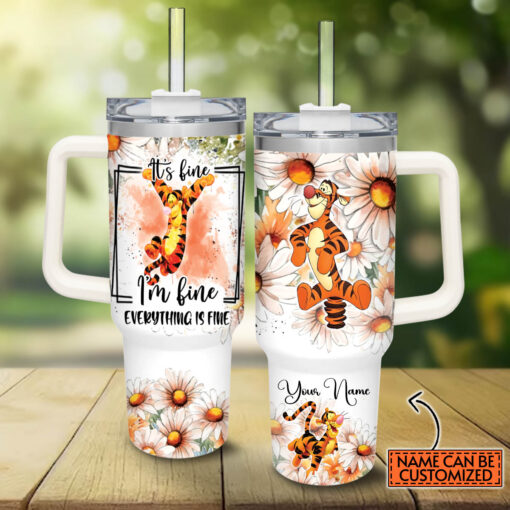 tigger winnie the pooh cartoon custom stanley quencher 40oz stainless steel tumbler with handle