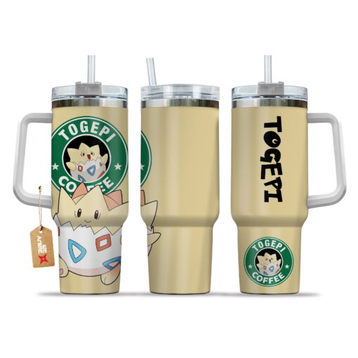 togepi coffee pokemon anime custom stanley quencher 40oz stainless steel tumbler with handle qvtdz