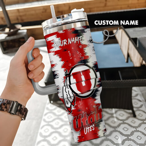 utah utes ncaa custom stanley quencher 40oz stainless steel tumbler with handle gvm1e