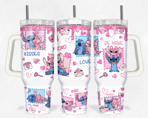 valentine stitch disney cartoon custom stanley quencher 40oz stainless steel tumbler with handle cdfl5