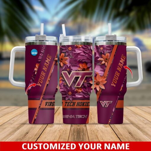 virginia tech hokies ncaa custom stanley quencher 40oz stainless steel tumbler with handle m29g6