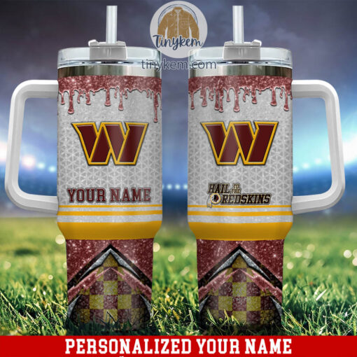 washington commanders glitter nfl custom stanley quencher 40oz stainless steel tumbler with handle 577e8