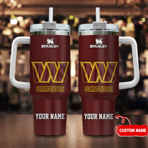 washington commanders nfl 3d logo custom stanley quencher 40oz stainless steel tumbler with handle nnpzw