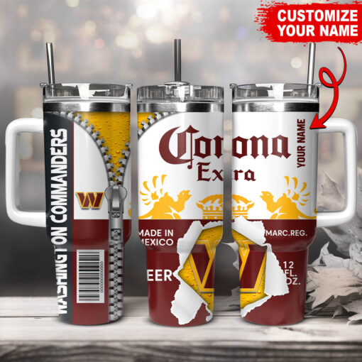 washington commanders nfl corona extra custom stanley quencher 40oz stainless steel tumbler with handle