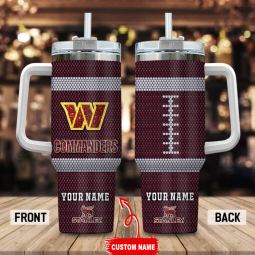 washington commanders nfl crystal custom stanley quencher 40oz stainless steel tumbler with handle nppii