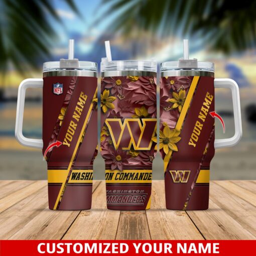 washington commanders nfl custom stanley quencher 40oz stainless steel tumbler with handle es46k