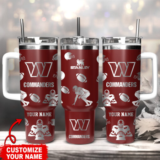 washington commanders nfl custom stanley quencher 40oz stainless steel tumbler with handle vlunu