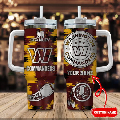 washington commanders nfl custom stanley quencher 40oz stainless steel tumbler with handle