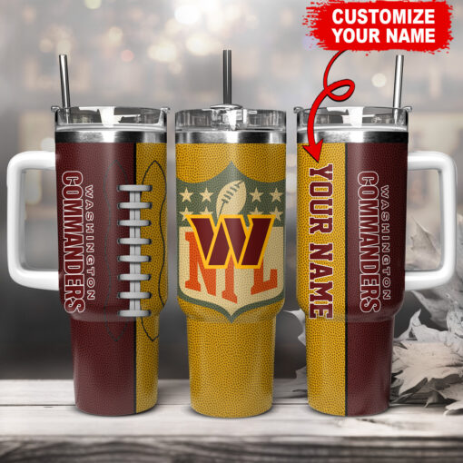 washington commanders nfl custom stanley quencher 40oz stainless steel tumbler with handle wymzl