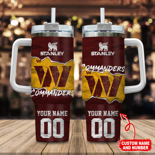 washington commanders nfl custom stanley quencher 40oz stainless steel tumbler with handle yez1g