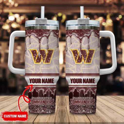 washington commanders nfl glitter custom stanley quencher 40oz stainless steel tumbler with handle lomqm