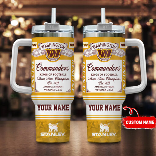 washington commanders nfl kings of football custom stanley quencher 40oz stainless steel tumbler with handle yewku