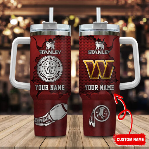 washington commanders nfl metal style custom stanley quencher 40oz stainless steel tumbler with handle 8b6hb