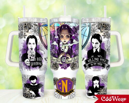 wednesday addams tv series custom stanley quencher 40oz stainless steel tumbler with handle df3nq