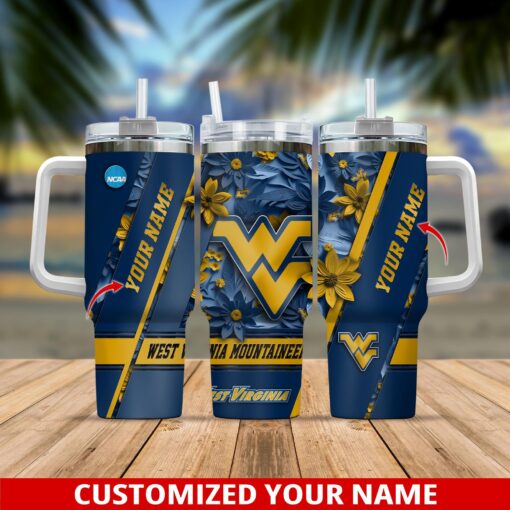 west virginia mountaineers ncaa custom stanley quencher 40oz stainless steel tumbler with handle koykp