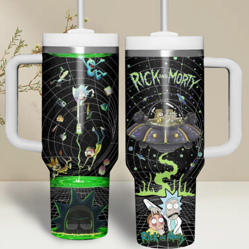 rick and morty tv series custom stanley quencher 40oz stainless steel