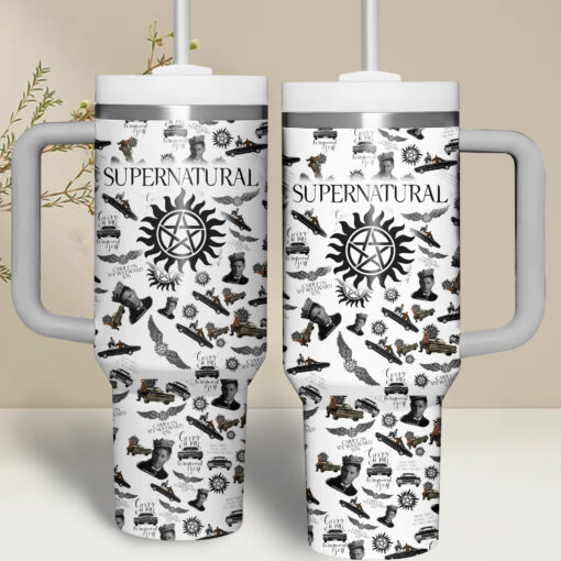 supernatural tv series custom stanley quencher 40oz stainless steel n2hfn