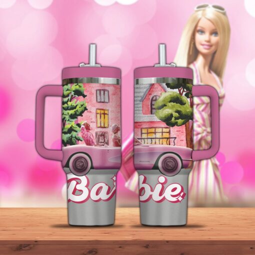 barbie cartoon custom stanley quencher 40oz stainless steel tumbler mwgze