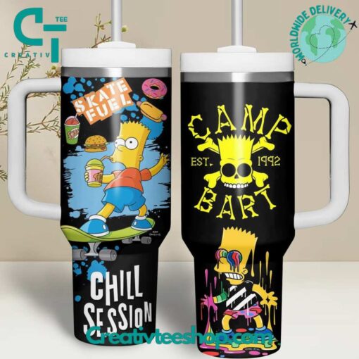 camp bart chill session cartoon custom stanley quencher 40oz stainless steel tumbler with handle bq84e