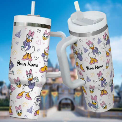 daisy duck cartoon custom stanley quencher 40oz stainless steel tumbler with handle pta8c