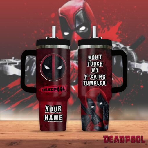 deadpool cartoon custom stanley quencher 40oz stainless steel tumbler