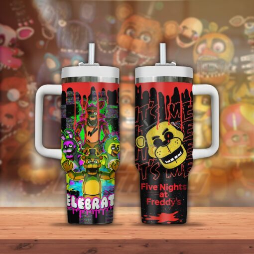 five nights at freddys cartoon custom stanley quencher 40oz stainless steel tumbler