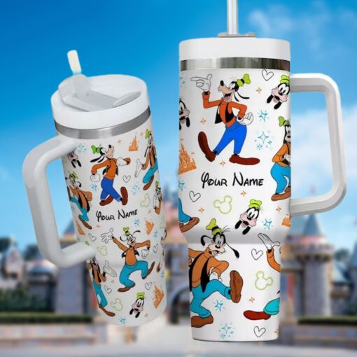 goofy cartoon custom stanley quencher 40oz stainless steel tumbler with handle lc0bl