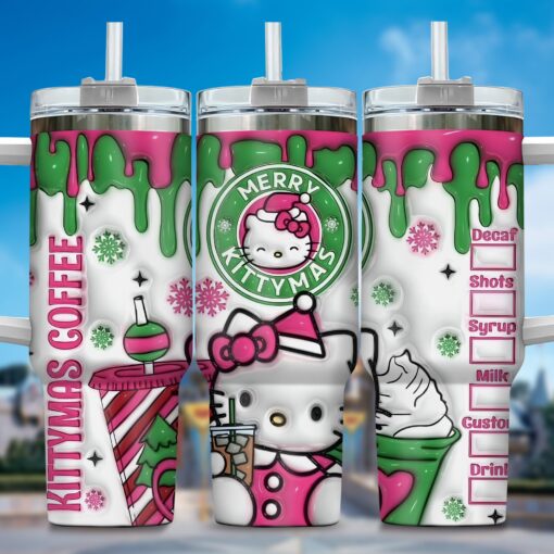 hello kitty cartoon custom stanley quencher 40oz stainless steel tumbler with handle 4iddc