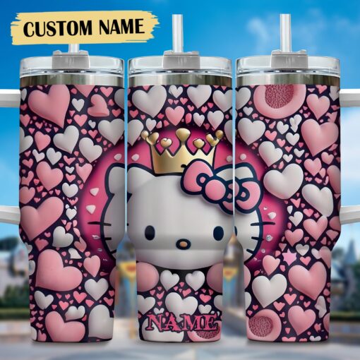 hello kitty cartoon custom stanley quencher 40oz stainless steel tumbler with handle