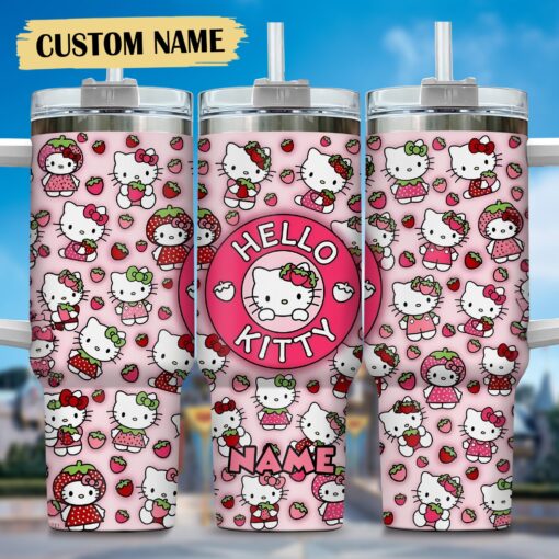 hello kitty cartoon custom stanley quencher 40oz stainless steel tumbler with handle ztnm8