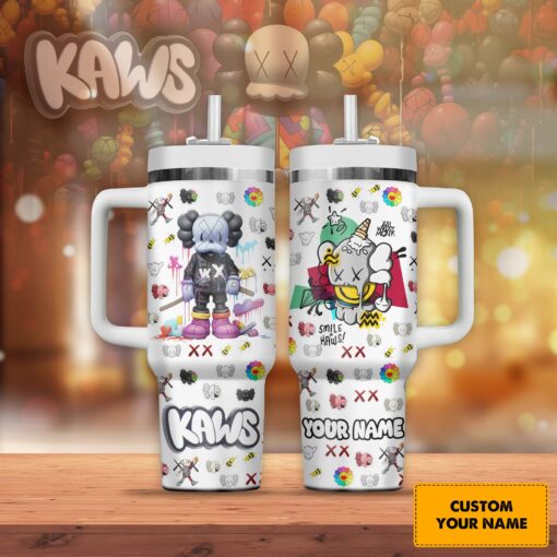 kaws cartoon custom stanley quencher 40oz stainless steel tumbler mdwac