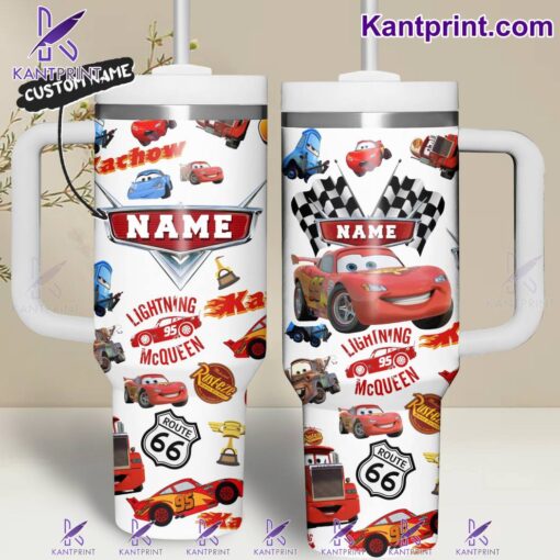 lightning mcqueen cartoon custom stanley quencher 40oz stainless steel tumbler with handle kpmkc