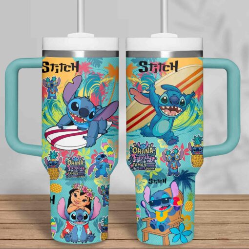 lilo stitch cartoon custom stanley quencher 40oz stainless steel tumbler 8bsli