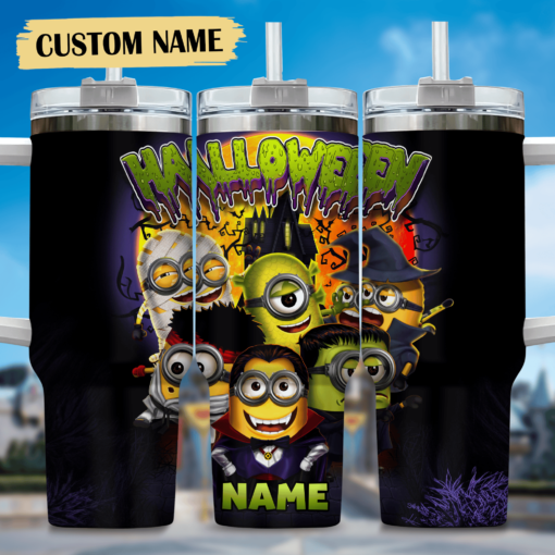 minions cartoon custom stanley quencher 40oz stainless steel tumbler with handle rempu