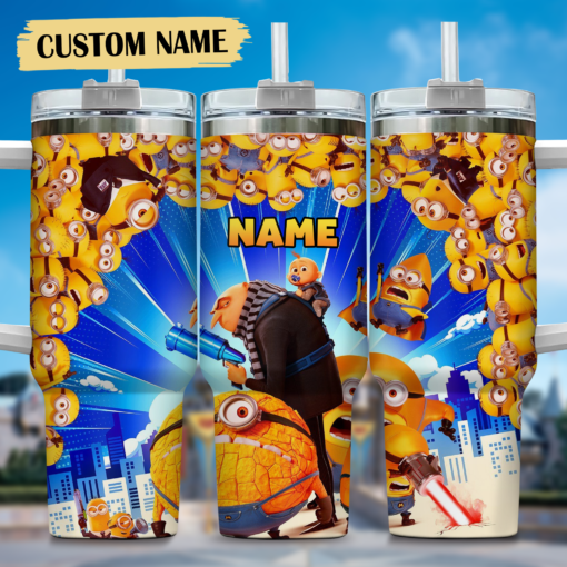 minions cartoon custom stanley quencher 40oz stainless steel tumbler with handle s6uuu