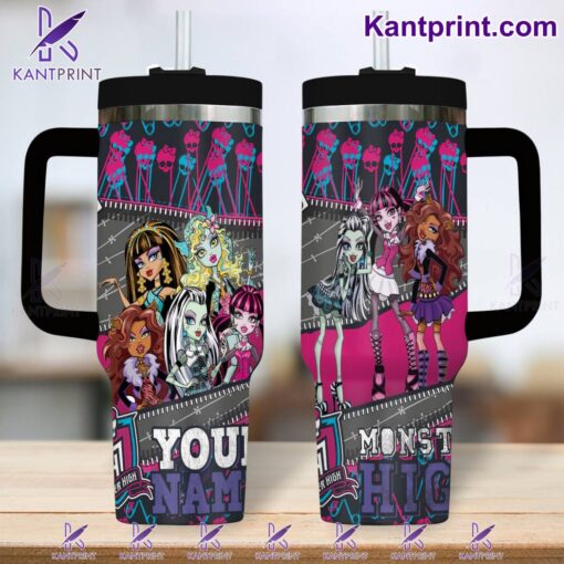 monster high cartoon custom stanley quencher 40oz stainless steel tumbler with handle 9gzeu