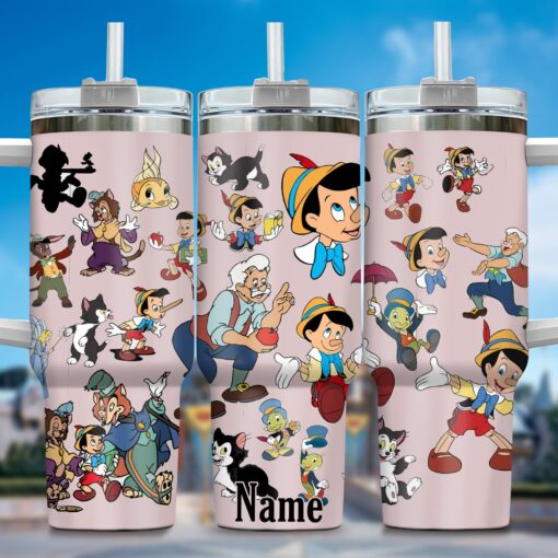 pinocchio cartoon custom stanley quencher 40oz stainless steel tumbler with handle 16scu